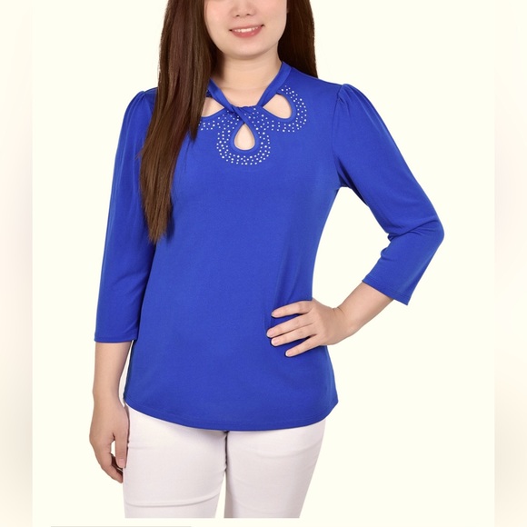 NY Collection Women's 3/4 Sleeve Knit Crepe - Picture 1 of 7